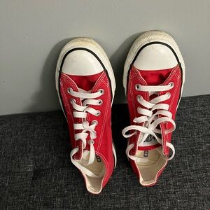 Red Converse All Star Sneakers with White Laces Size 7.